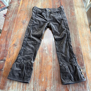 Isabel Marant Brown Velvet Cropped Pants with Gold Buttons Size 2/XS/34